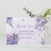 Periwinkle Lila Peony Alkohol Tinte Dankeschön Kar Einladung (Stehend Vorderseite)