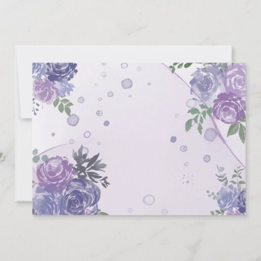 Periwinkle Lila Peony Alkohol Tinte Dankeschön Kar Einladung (Rückseite)