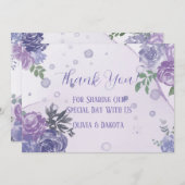 Periwinkle Lila Peony Alkohol Tinte Dankeschön Kar Einladung (Vorne/Hinten)