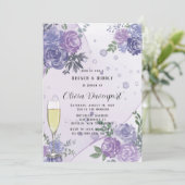 Periwinkle Lila Peony Brunch & Bubbly Einladung (Stehend Vorderseite)