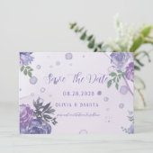Periwinkle Lila Peony Ink Save the Date Cards Einladung (Stehend Vorderseite)