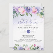 Periwinkle Lila Pink Floral Brautparty Invita Einladung (Vorderseite)