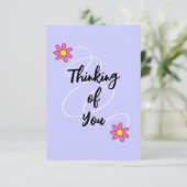 Periwinkle Lila und Blume Denken Sie an Ihre Karte (Stehend Vorderseite)