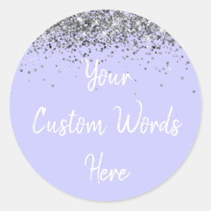Periwinkle Lila und Silver Birthday Party Gefallen Runder Aufkleber