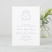 Periwinkle Lilac Crest Monogram Vintage Wedding Einladung (Stehend Vorderseite)