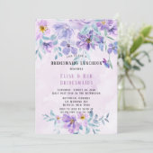 Periwinkle Lilac Peony Wreath Bridesmaids Luncheon Einladung (Stehend Vorderseite)