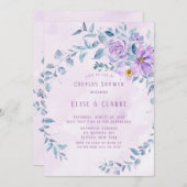 Periwinkle Lilac Peony Wreath Couples Dusche Einladung (Vorne/Hinten)