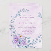 Periwinkle Lilac Peony Wreath Polterabend Einladung (Vorne/Hinten)