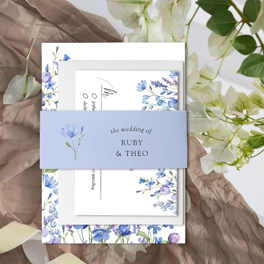 Periwinkle Lilac Wildblume Wedding Einladungsbanderole
