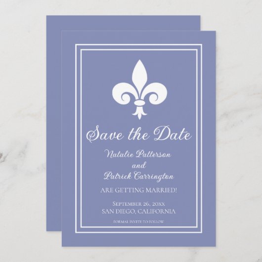 Periwinkle Lilie Save the Date Invite Einladung (Vorne/Hinten)