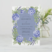 Periwinkle Lush Botanical Wedding Einladung (Stehend Vorderseite)