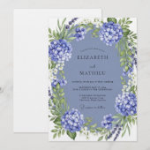 Periwinkle Lush Botanical Wedding Einladung (Vorne/Hinten)