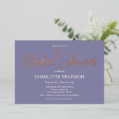 Periwinkle Minimalistisches Script-Brautparty Folieneinladung (Stehend vorne)