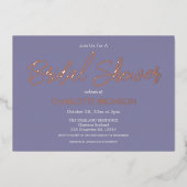 Periwinkle Minimalistisches Script Brautparty Gold Folieneinladung (Vorderseite)