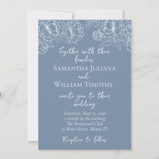 Periwinkle Modern Boho Minimalistische Hochzeit Einladung (Vorderseite)