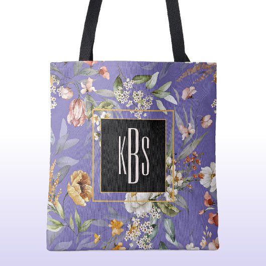 Periwinkle Monogram Fine Art Florals Shoulding Tas Tasche