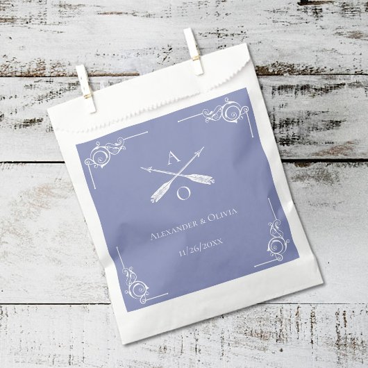 Periwinkle Monogram und Pfeile Hochzeit Geschenktütchen