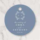 Periwinkle Monogram Wedding Geschenkanhänger (Vorderseite)