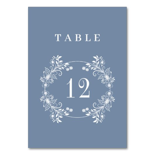Periwinkle Monogram Wedding Tischnummer (Vorderseite)
