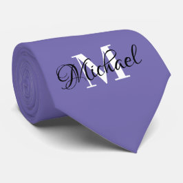 Periwinkle Monogramed Necktie Krawatte