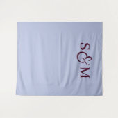 Periwinkle-Monogramm-Skript-Et-Zeichen-Hochzeit Wandteppich (Vorderseite (Horizontal))