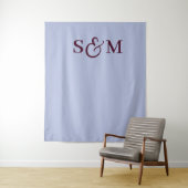 Periwinkle-Monogramm-Skript-Et-Zeichen-Hochzeit Wandteppich (Beispiel)