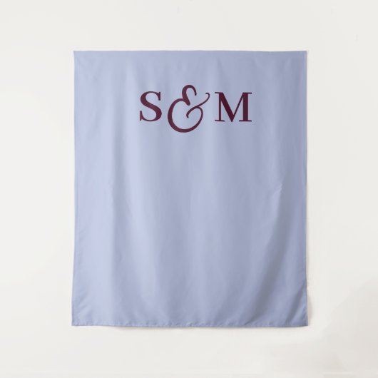 Periwinkle-Monogramm-Skript-Et-Zeichen-Hochzeit Wandteppich (Vorderseite)