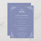 Periwinkle Monogramme und Pfeile Probe Abendessen Einladung (Vorne/Hinten)