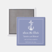Periwinkle Nautical Anchor Speichern das Datum Mag Magnet (Vorderseite/Rückseite)