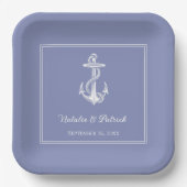 Periwinkle Nautical Anchor Wedding Paper Teller (Vorderseite)