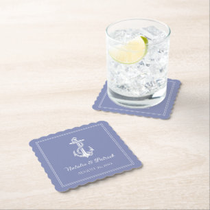 Periwinkle Nautical Anchor Wedding Paper Untersetz Untersetzer