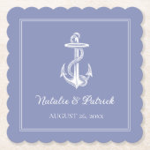 Periwinkle Nautical Anchor Wedding Paper Untersetz Untersetzer (Vorderseite)