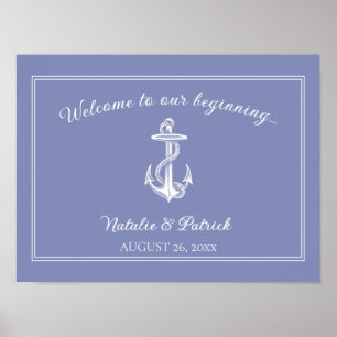Periwinkle Nautical Anchor Wedding Poster