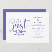 Periwinkle Nichts Extravagant nur Liebe Hochzeit Einladung (Vorne/Hinten)