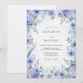 Periwinkle Painterly Bloom Wedding Einladung (Vorne/Hinten)