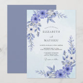 Periwinkle Painterly Flourish Wedding Einladung (Vorne/Hinten)