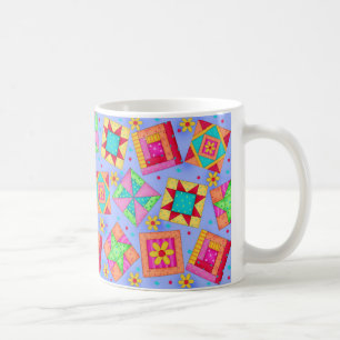 Periwinkle Patchwork Quilt Art Tasse
