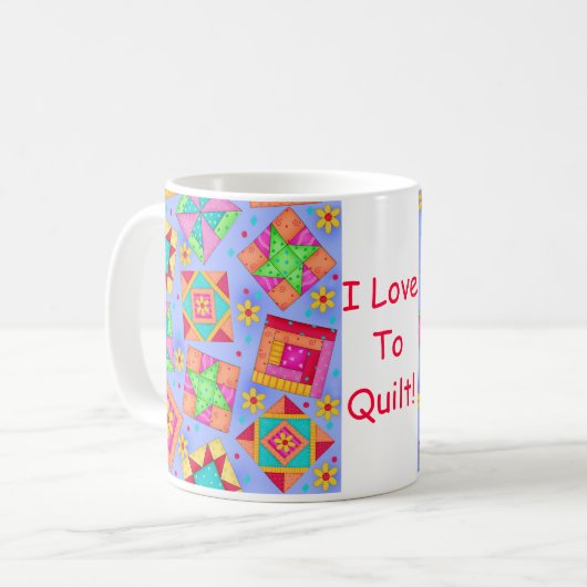 Periwinkle Patchwork Quilt-Tasse Kaffeetasse (Vorderseite Links)