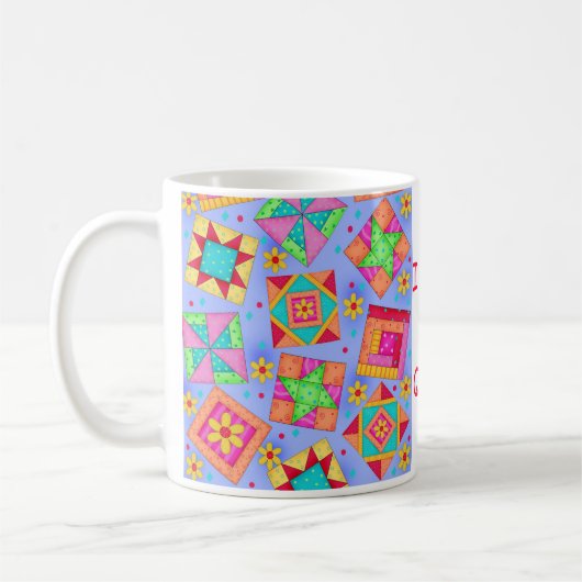 Periwinkle Patchwork Quilt-Tasse Kaffeetasse (Links)