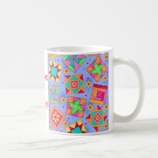 Periwinkle Patchwork Quilt-Tasse Kaffeetasse (Rechts)