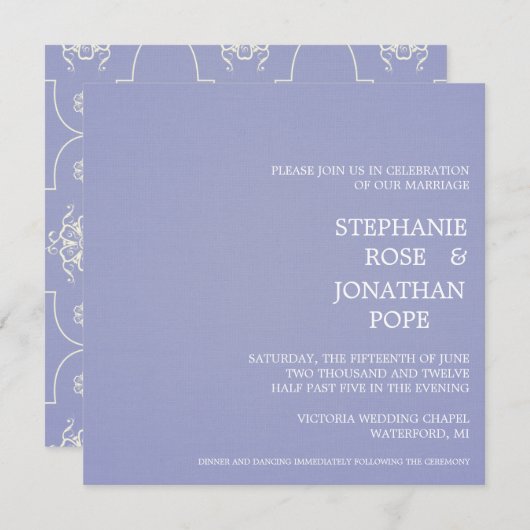 Periwinkle Pattern Hochzeitseinladung Einladung (Vorne/Hinten)