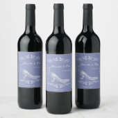 Periwinkle Peacock Blüh Wedding Wine Label Weinetikett (Flaschen)