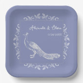 Periwinkle Peacock Blühte Polterabend Pappteller (Vorderseite)