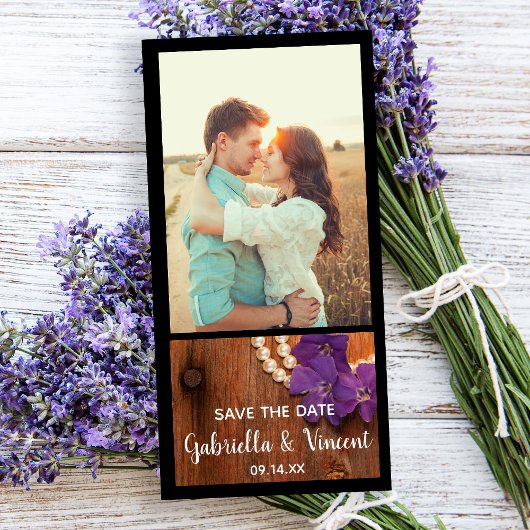 Periwinkle, Perlen Barnholz Hochzeit speichern das Save The Date