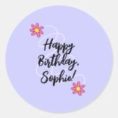 Periwinkle Personalisierten Geburtstagsaufkleber Runder Aufkleber (Vorderseite)