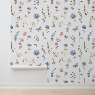 Periwinkle Pink Aquarellfarben Wildblumen Schmette Tapete