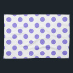 Periwinkle-Polka-Punkte Geschirrtuch<br><div class="desc">Periwinkle polka Punkte auf weißem Hintergrund</div>