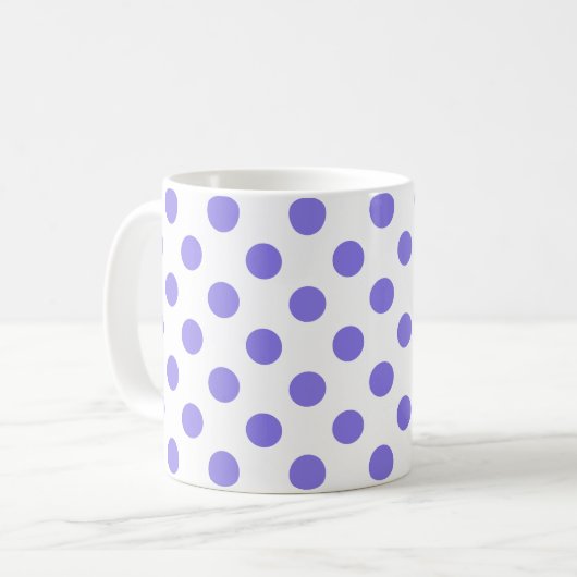 Periwinkle-Polka-Punkte Kaffeetasse (Vorderseite Links)