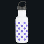 Periwinkle-Polka-Punkte Trinkflasche<br><div class="desc">Periwinkle polka Punkte auf weißem Hintergrund</div>