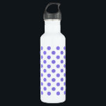 Periwinkle-Polka-Punkte Trinkflasche<br><div class="desc">Periwinkle polka Punkte auf weißem Hintergrund</div>